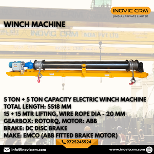 รอกไฟฟ้าอุตสาหกรรม INOVIC CRM 5 ตัน พร้อมเชือกลวดเหล็ก 30 เมตร |   มอเตอร์โรเตอร์ค, เบรกดิสก์ ABB DC, แหล่งจ่ายไฟ 415V, ไร้สาย - Product Image 2