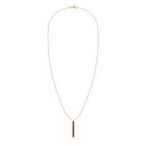 Collar con Colgante de Barra de Granate Baguette en Oro Amarillo - Product Image 3