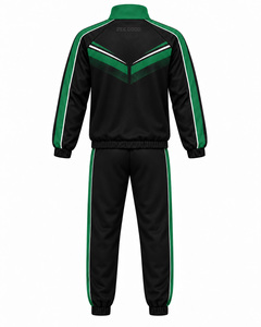 Ensemble de survêtement coupe-vent ZEE GOOD pour homme, noir et vert, respirant, col montant, vêtements de sport, blocs de couleur, tenue de jogging - Product Image 1
