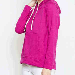 Sweat-shirt à capuche pour femme, en coton 100% tricoté, motif uni brodé, léger, imperméable, séchage rapide, anti-boulochage - Product Image 2
