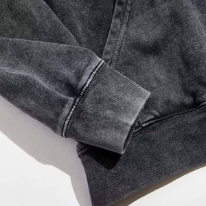 Sweat à capuche pour homme personnalisé, coupe classique, de luxe, gris noir, vintage, qualité supérieure, en gros, effet délavé à l'acide, avec service OEM - Product Image 4