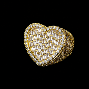 Anillo de Moissanita Redonda y Baguette con Incrustaciones Completas, Chapado en Plata y Oro, Estilo Hip Hop Brillante, al Mejor Precio al por Mayor - Product Image 1