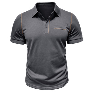 Camiseta de Manga Corta para Hombre, Estilo Europeo Americano 2026, Mezcla de Algodón Sólido, Informal para Exteriores, Alta Resistencia a la Abrasión - Product Image 1