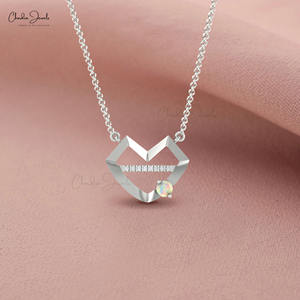 สินค้าขายดี สร้อยคอรูปหัวใจประดับโอปอลไฟ 0.24 กะรัต ทองคำแท้ 14k ประดับเพชรแบบฝัง ราคาสุดคุ้ม - Product Image 1