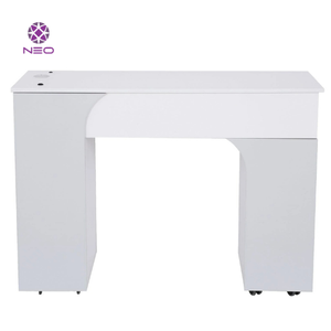 Table de manucure moderne blanche NEO avec finition acrylique pour salon de beauté des ongles - Product Image 1