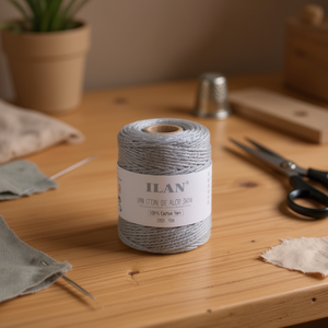 ด้ายฝ้ายอิลัน ขนาด 3 มม. สีเทา 100% สำหรับงานฝีมือและเย็บผ้า - Product Image 2