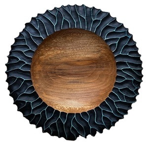 Assiettes de présentation rustiques en bois texturé, rondes de 13 pouces, lot de 4, aspect bois naturel, base d'assiette à dîner, décoration de table de ferme - Product Image 1