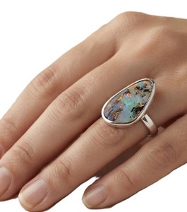 Opal Boulder Silver Sterling Natural Blue Normal Weight VB ARTS 5-7 Mm AU;2 10K 14K 18K Solid Gold Promise Ring Anniversary Ring - Product Image 5