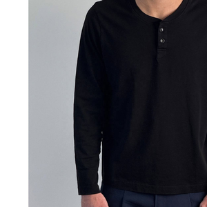 High Quality Men’s Slub Cotton Long Sleeve Muscle Tee Breathable Custom <b>Logo</b> Casual Top - Product Image 2