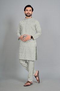 Conjunto de Kurta y Pijama de Seda y Algodón Tradicional Premium para Hombre, Ropa Étnica India para Bodas y Festivales, Precio al por Mayor - Product Image 6