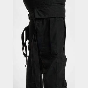 Pantalones Cargo Negros para Mujer, Cintura Media, Corte Regular, Largos, Color Sólido, Lona de Algodón, Estilo Casual, con Bolsillos y Cordón Ajustable - Product Image 5