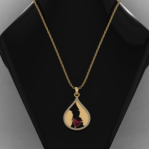 Colgante de Plata 925 con Granate Rojo de 7mm en Forma de Corazón, Diseño Exclusivo con Diamantes CZ, Regalo de Joyería Fina para Parejas - Product Image 6