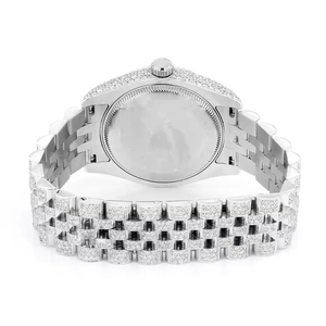 Reloj de Lujo con Movimiento de Cuarzo ETA, Acero Inoxidable, 20 mm, Unisex, Cristal Azul Cielo, Diamante Moissanita, 41 mm, Resistente al Agua 10 Bar - Product Image 4