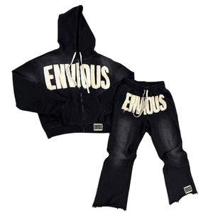 Conjunto Deportivo de Algodón Grueso para Niños de Alta Calidad, con Bordado Desgastado, Corte Acampanado y Transpirable, Estilo Urbano - Product Image 6