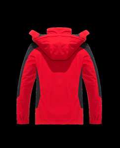Men's Winter <b>Waterproof</b> Hooded Puffer <b>Jacket</b> Solid Color Sporty Design Stand Collar Zipper Closure <b>Red</b> Black - Product Image 2