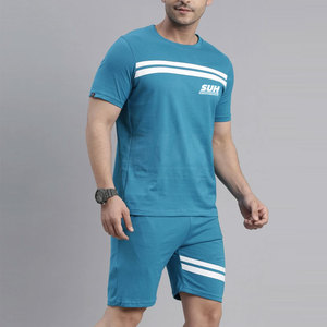 Solid Color Premium Quality Breathable Summer Men's T-Shirt & Shorts Set Casual Wear 100% Cotton - Product Image 4