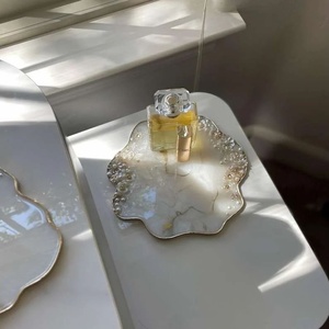 Luxury Resin <b>Serving</b> <b>Tray</b> <b>Gold</b> Handles Marble Effect Luxury Modern Design 12x8 Inch Handmade Premium Decorative <b>Tray</b> - Product Image 2