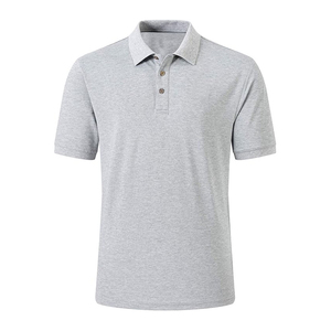 เสื้อโปโลสีน้ำเงินกรมท่าแขนสั้นสีทึบมีกระดุมติดปกสำหรับผู้ชาย - Product Image 4
