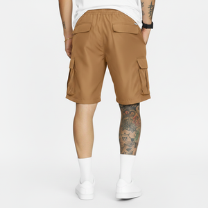2026 Summer Casual Men's Elastic Basic Solid Breathable Drawstring 100% Cotton Knee Length Washed Cargo Shorts - Product Image 4