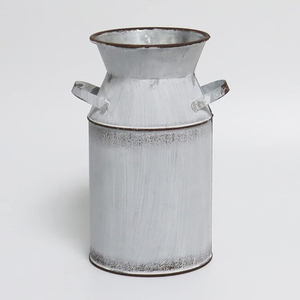 Galvanized Milk Can with Greetings, Antique Retro Vase Metal Planter Rustic Vintage Primitive Flower Holder Farmhouse Planter - Product Image 3