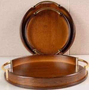 Bandeja de Servir de Madera Maciza con Asa de Metal para Cocina y Hotel, Bandeja Decorativa Moderna para Servir Alimentos, Proveedor Mayorista - Product Image 5