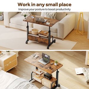 Height Adjustable Mobile Standing <b>Desk</b> with Wheels for <b>Small</b> Spaces Portable Rolling <b>Computer</b> <b>Desk</b> - Product Image 4