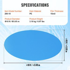 Copertura Solare Blu Rotonda da 10 Piedi (3 Metri) per Piscine Interrate, Spessore 15 Mil - Product Image 4