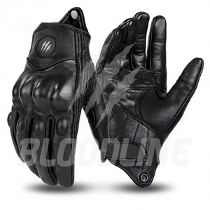 Bloodline Sporty Black Leather Cycling <b>Gloves</b> Wrist Length Breathable Unlined for Sports Four Seasons - Product Image 6