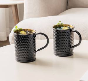 Tasses à mule en cuivre artisanales Alkiq, finition martelée antique, durables, grande capacité, avec poignée - Product Image 1