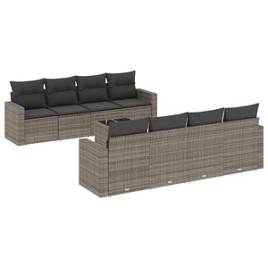Ensemble de canapés de jardin modulaires en rotin PE gris, 9 pièces - Product Image 2