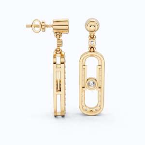 Pendientes Colgantes de Oro Blanco de 10K con Eslabones Ovalados y Diamantes Cultivados en Laboratorio, Certificados por IGI, Diseño de Marco Abierto, Joyería Fina para Fiesta - Product Image 2