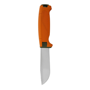 Couteaux de plein air à lame fixe orange et vert olive avec lame argentée, poignée texturée antidérapante, étui de protection et passant de ceinture pour le camping - Product Image 1