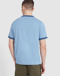 T-shirt Homme Bleu Manches Courtes Qualité Supérieure Coupe Classique 100% Coton Jersey Bordure Contrastante Col Rond Tenue Décontractée 2026 Vente en Gros - Product Image 2