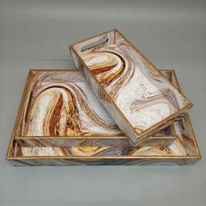 Bandeja de madera de lujo con estampado de esmalte Meena, plato decorativo tradicional para servir, adorno para el hogar con acabado de diseño. - Product Image 1