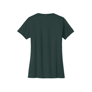 T-shirt pour femme de qualité supérieure, col en V, tissu extensible doux, manches courtes, haut décontracté, logo personnalisé, fournisseur de vêtements en gros - Product Image 3