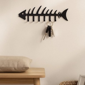 Fish Bone Black <b>Wall</b> <b>Key</b> <b>Hook</b> Holder Suitable For Office Desk Area <b>Key</b> Organization And Car <b>Keys</b> Hanging For Quick Pickup - Product Image 4