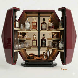 HEXA Luxury Modern Solid Teak Wood Eco-Friendly <b>Bar</b> & Wine Cabinet Premium Home <b>Bar</b> Storage for Home Hotel Club Use - Product Image 2
