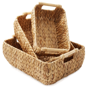 Woven Storage <b>Water</b> <b>Hyacinth</b> <b>Basket</b> Manufacturer Bulk Supplier Eco Friendly Customizable Sizes for Supermarket Retail Factory - Product Image 3