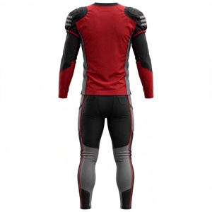 Ensemble de maillot de football sans manches pour homme, rouge et noir, col en V, respirant, anti-humidité, taille élastique ajustée, uniforme en polyester - Product Image 2