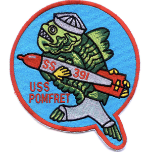 Parche Bordado Termoadhesivo del Submarino USS Pomfret, Forma Irregular, Tela Tejida - Product Image 1