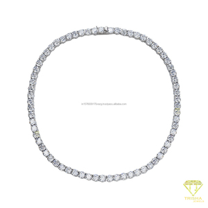 Collar de tenis atemporal con moissanita de piedra redonda y diamantes, de plata de ley 925, joyería de lujo de moda para importadores - Product Image 3