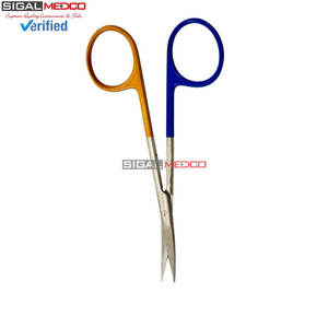 Tijeras de Disección Manuales Profesionales, Curvas y Rectas, Hojas de Acero Inoxidable, Puntas Afiladas de Precisión, Mango de Color Dorado y Azul - Product Image 5