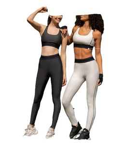 Leggings de yoga taille haute sans couture, longueur intégrale, couleur unie, avec bande latérale, en Spandex et Polyester, extensibles dans les quatre sens - Product Image 1