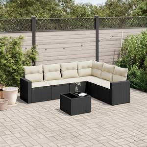 Conjunto de Sofás Modulares Grandes de Ratán PE Negro para Jardín, Muebles Modulares Elegantes para Exteriores - Product Image 1