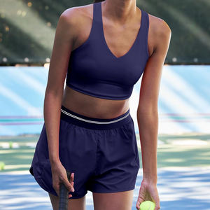 Conjunto Deportivo de 2 Piezas para Mujer, Shorts Sin Costuras, Ropa de Gimnasio, Ropa Deportiva, Top y Shorts Color Bronceado para Pickleball - Product Image 3