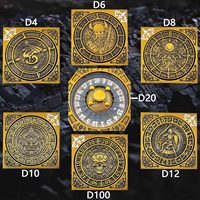 Set de dés rotatifs en métal doré 7 en 1 pour D&D et RPG, incluant un D20 polyédrique rotatif, des dés D4, D6, D8, D10, D12