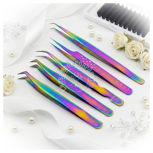 แหนบต่อขนตาปลายไฟเบอร์ สำหรับทำพัดขนตาแบบเมก้าวอลลุ่ม 90 องศา แหนบสแตนเลสสำหรับต่อขนตามากวอลลุ่ม - Product Image 1
