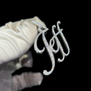 Pendentif personnalisé en argent sterling 925 plaqué or avec initiale en diamant Dvars, bijoux de luxe hip-hop sertis de moissanite, nom personnalisé - Product Image 5