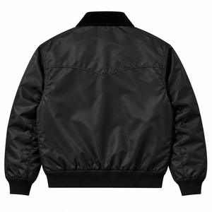 Custom <b>Men</b> Black <b>Canvas</b> Nylon Varsity <b>Jacket</b> Western Yoke Zip Quick Dry Eco-Friendly Hip Hop Streetwear Private Label OEM ODM - Product Image 2