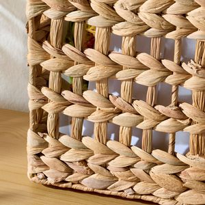 14.2\" Water Hyacinth <b>Square</b> Hanging Woven <b>Basket</b> with Handle - Product Image 4